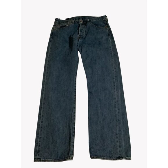 Levis 501 Original Fit Jeans Button Fly W32 L30 Classic Blue Denim - Picture 6 of 7
